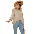 thumbnail image 5 of hirigin Women's Round Neck Tunic Tops, Casual Long Lantern Sleeve Solid Color Ruched T-Shirts, 5 of 7