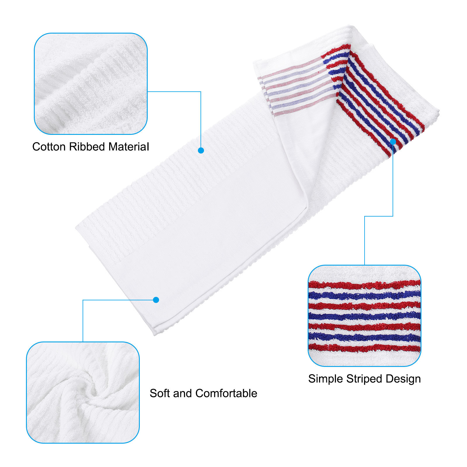 Uxcell Large Caddy Towel 22" x 44", Caddie Style Golf Towels Cotton Camping Towels, Multicolor 2 Pcs