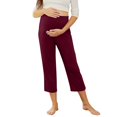 thumbnail image 4 of Vividxx Yoga Solid Color Women Capri Trousers Workout Pregnancy Maternity Capri Pants With Pocket Cozy Mother-to-be Pants, 4 of 9