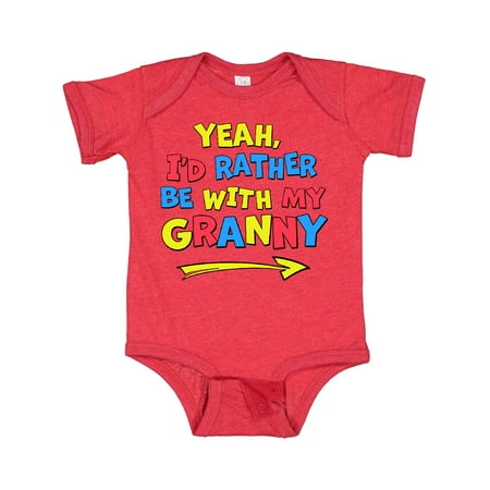 

Inktastic Yeah I d Rather Be with My Granny in Red Yellow and Blue Gift Baby Boy or Baby Girl Bodysuit