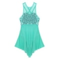 thumbnail image 5 of iiniim Kids Girls Sequins Lyrical Dance Skirt Sweetheart Criss-Cross Back Irregular Ballroom Dress Mint_Green 10, 5 of 7