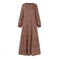 thumbnail image 4 of ZANZEA Womens Layered Floral Printed Full Sleeve Muslim Casual Long Dresses, 4 of 9