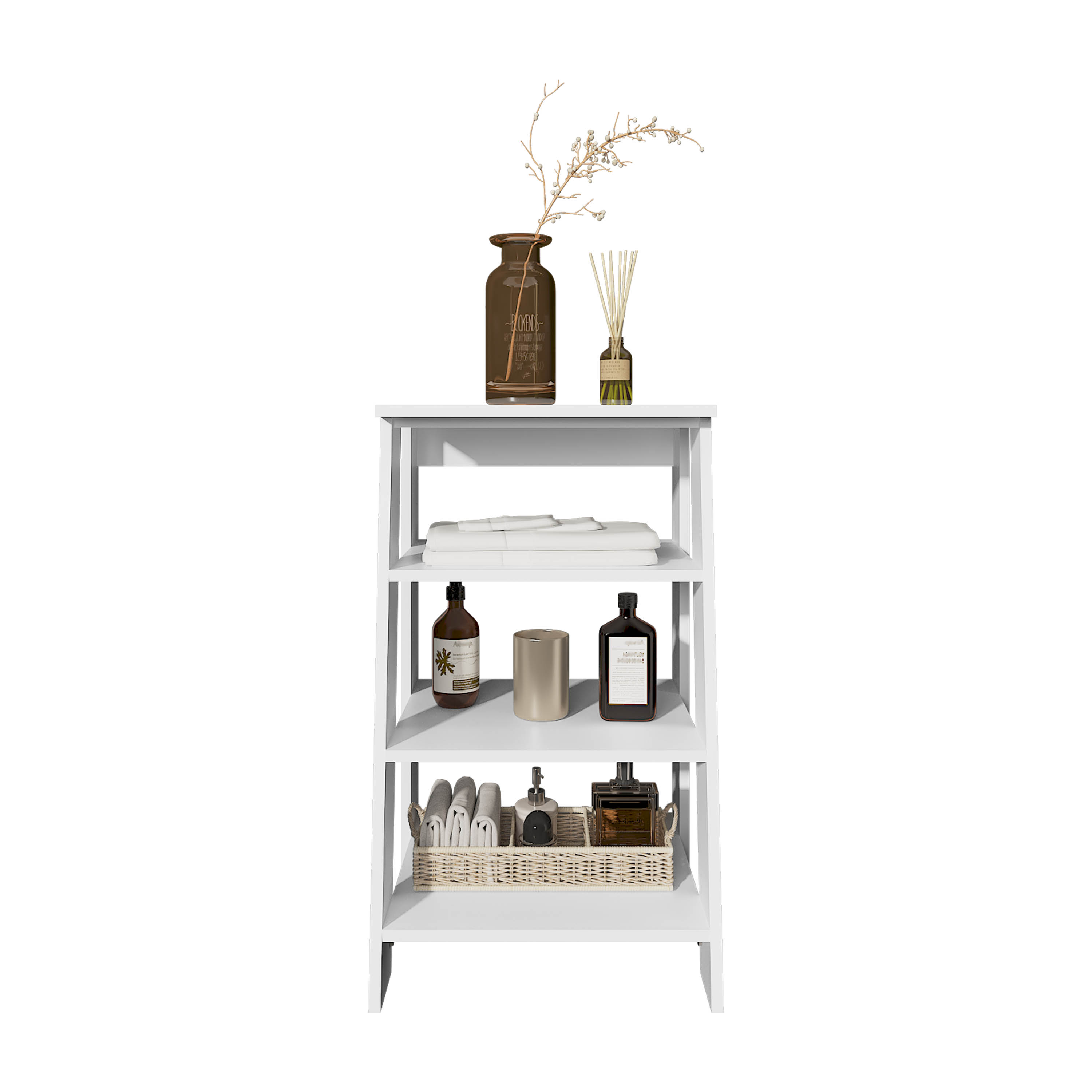 30" High 4-Tier Ladder Shelf Organizer for Bathroom, Side Table, Living Room, White