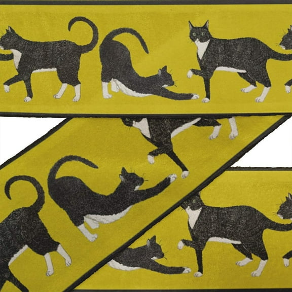 IBA Indianbeautifulart Brown Cat Animal Printed Ribbon Trim 9 Yards Velvet Fabric Laces For Crafts Sewing Accessories 2 Inches