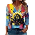 thumbnail image 2 of Viikei Winter Layering Women's 3/4 Sleeve V Neck Top,Women's Casual Printed Long Sleeve V-neck Multicolor XXXXL, 2 of 5