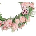 thumbnail image 3 of Corona decorativa de primavera, peonía y hortensia, 40 cm, rosa claro para decoración del hogar, decoración del frente o decoración de la pared, 3 of 5