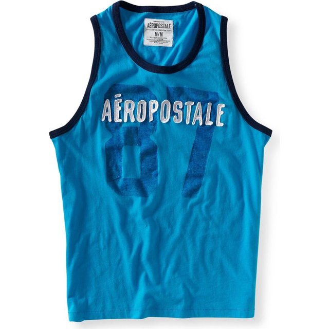Aeropostale - Camiseta sin mangas bordada para hombre, color azul, XXL