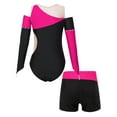 thumbnail image 5 of YONGHS Kids Girls Long Sleeve Dance Leotards with Sport Shorts Set Pink 16, 5 of 7