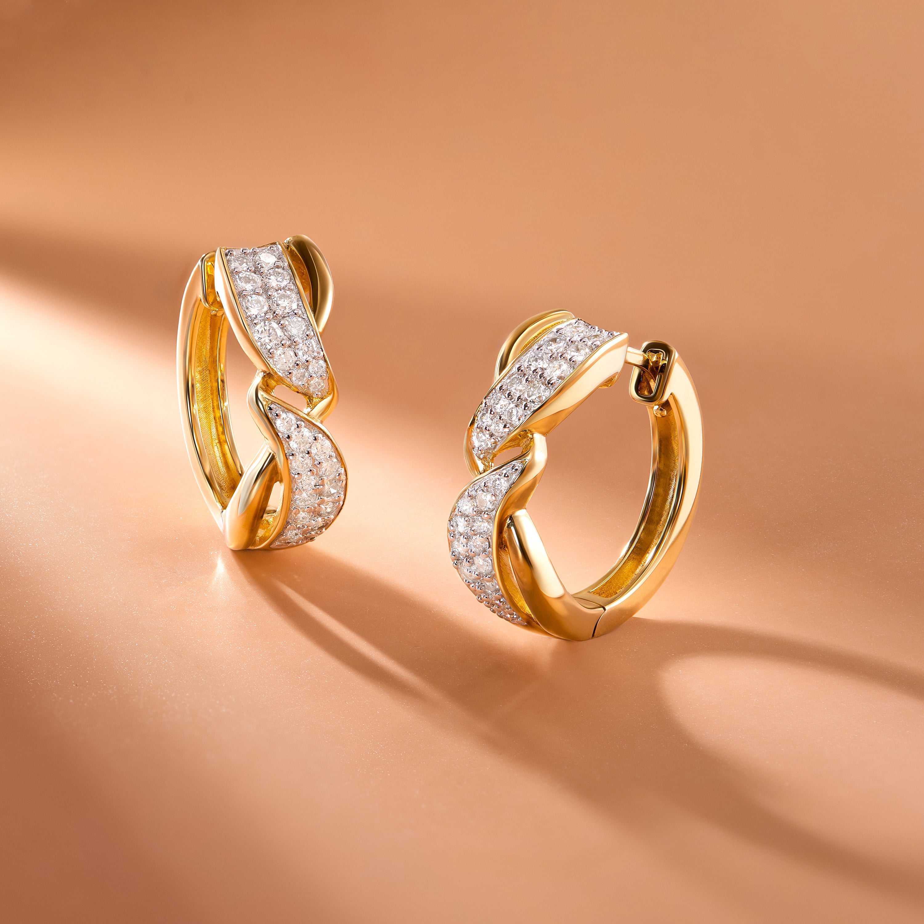 Forever Facets 18k Gold Plated Sterling Silver 3/4 CT TW Lab Grown Diamond Hoop Earrings, Adult Female