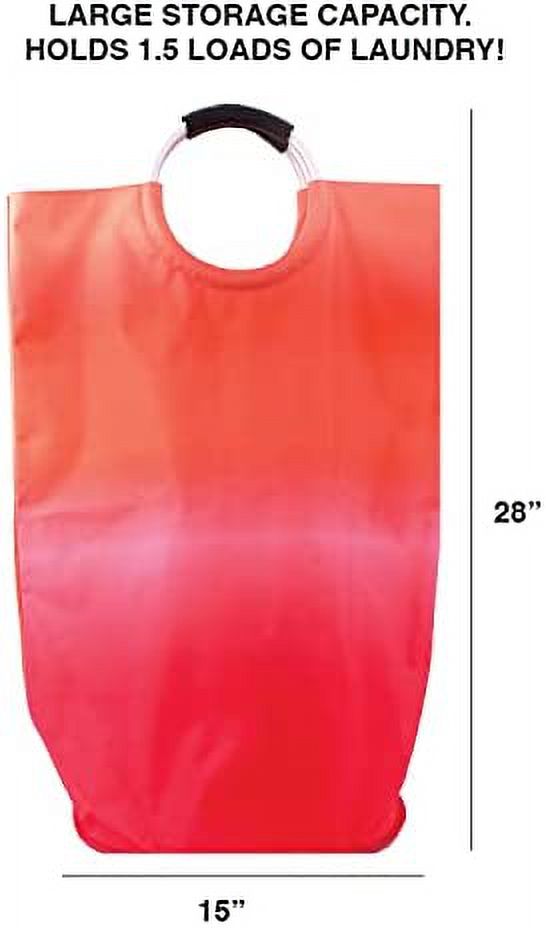 ORGANIZE MY HOME EXTRA LARGE COLLAPSEABLE LAUNDRY HAMPER DURABLE FABRIC PERFECT FOR DORM ROOMS, BEDROOMS, BATHROOMS, COLLEGE, OR KID'S ROOMS (FUCHSIA OMBRE)