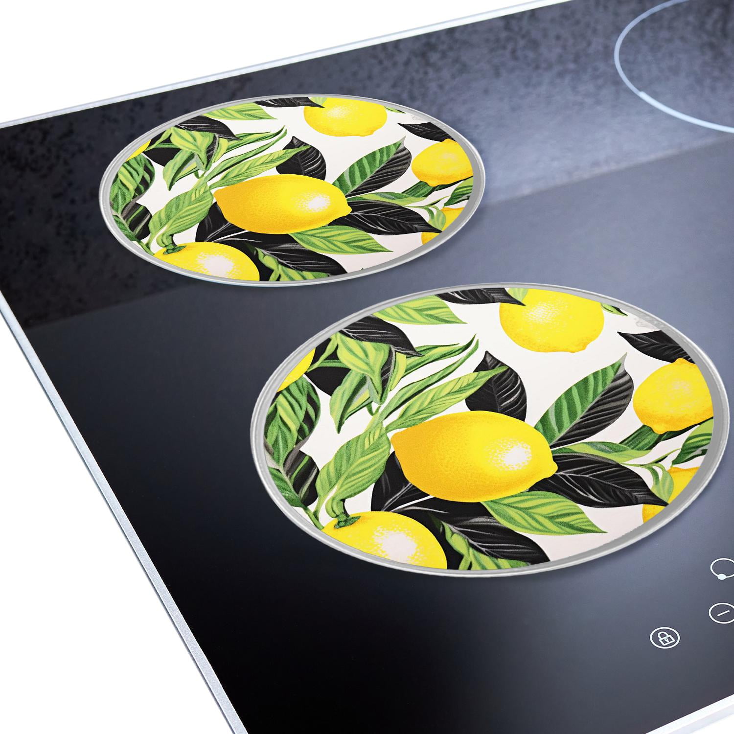 Round Stove Burner Covers 4 Pcs Round Gas Stove Burner Cover 8Inch And 10Inch for ,Lemon Yellow Limon Fruits creative