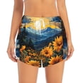 thumbnail image 2 of Yiaed Elegant Sunset Sunflower Print Women's Running Shorts with Liner 3 Zipper Pockets Elastic Workout Athletic Gym Yoga Shorts-Large, 2 of 7