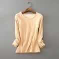 thumbnail image 2 of Womens Long Sleeve T Shirts Tops Thermal Soft Layered Base Layer Winter Warm Comfort Fit Fall Clothes for Women Tees Blouses Beige 2XL, 2 of 8