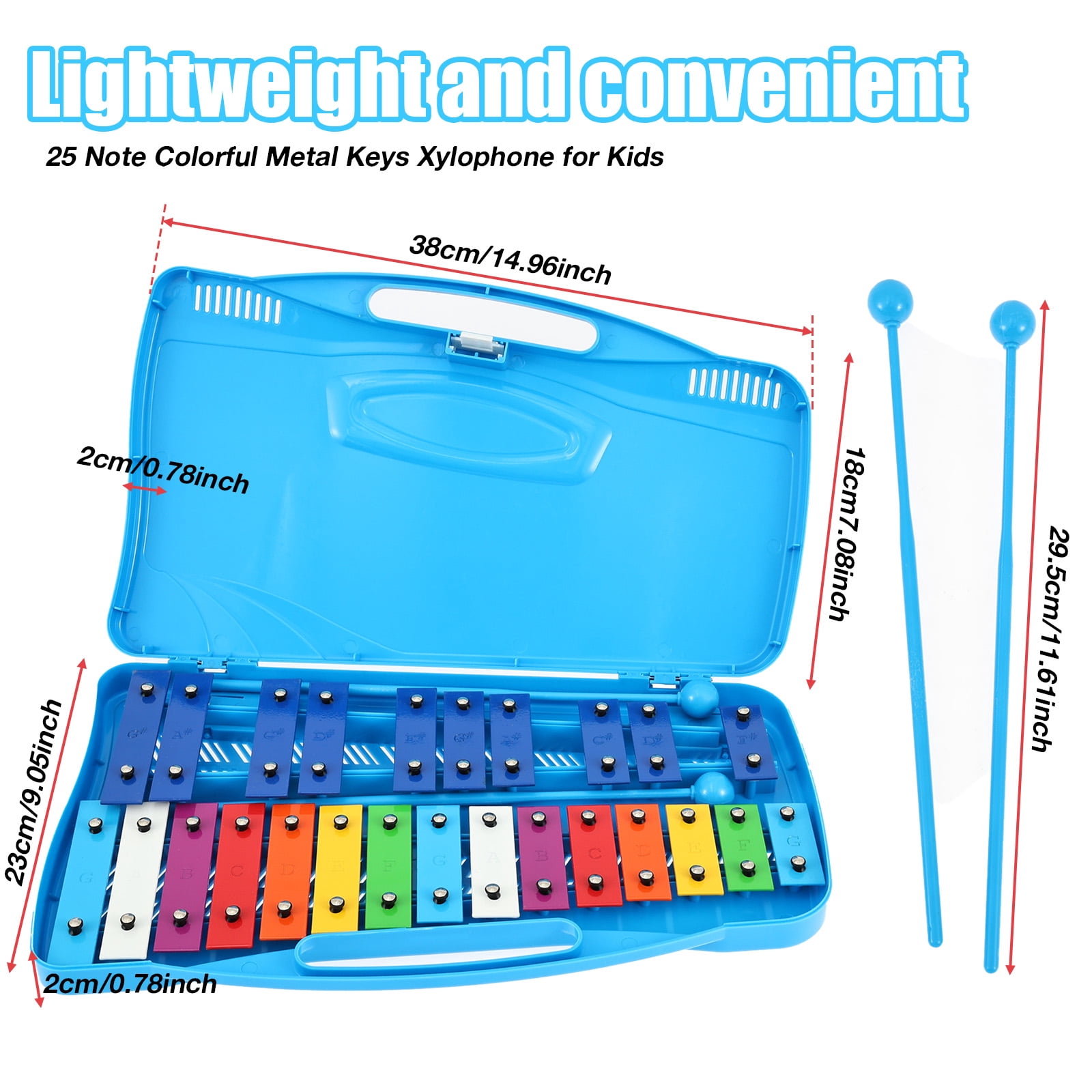 Grusce 25 Tone Xylophone Glockenspiel Colorful Wooden Xylophone with 2 Mallet Music Instrument for Beginner and Music Education