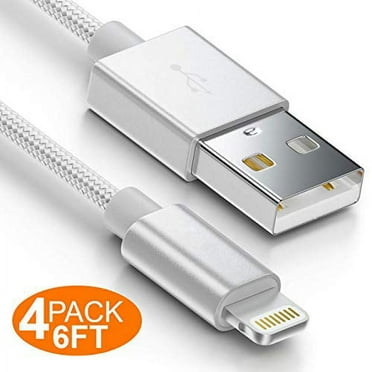 Extra Long Phone Charger [4-Pack 6.6FT] Nylon Braided USB Charge & Sync Cable Cord Compatible with iPhone X Case/8/8 Plus/7/7 Plus/6/6s Plus/5s/5,iPad Mini Case - Silver