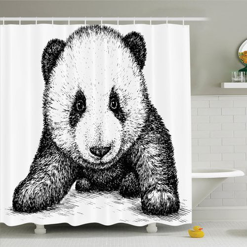 Details about   Animal Shower Curtain Panda Sitting in Forest Print for Bathroom 