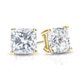 thumbnail image 4 of JeenMata Pendientes Tipo Botón con Solitario de Diamantes de Talla Cojín de 1 Quilate y 4 Puntas Chapados en Oro Amarillo de 18 K sobre Plata, 4 of 4