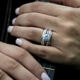 thumbnail image 4 of Classic Cathedral Ring Guard and Engagement Ring - 2 Piece Set Includes Guard and 1.5 Ct Moissanite Solitaire - Sterling Silver - Sizes 4 to 10 (9), 4 of 8