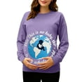 thumbnail image 2 of RKSTN Women's Maternity Sweatshirts Oversized Pregnancy Graphic Print Long Sleeve T Shirts Womens Casual Solid Plus Size Round Neck Loose Fits Comfy Funny Printed Pullover Hoodless Sweatshirt Tops, 2 of 7