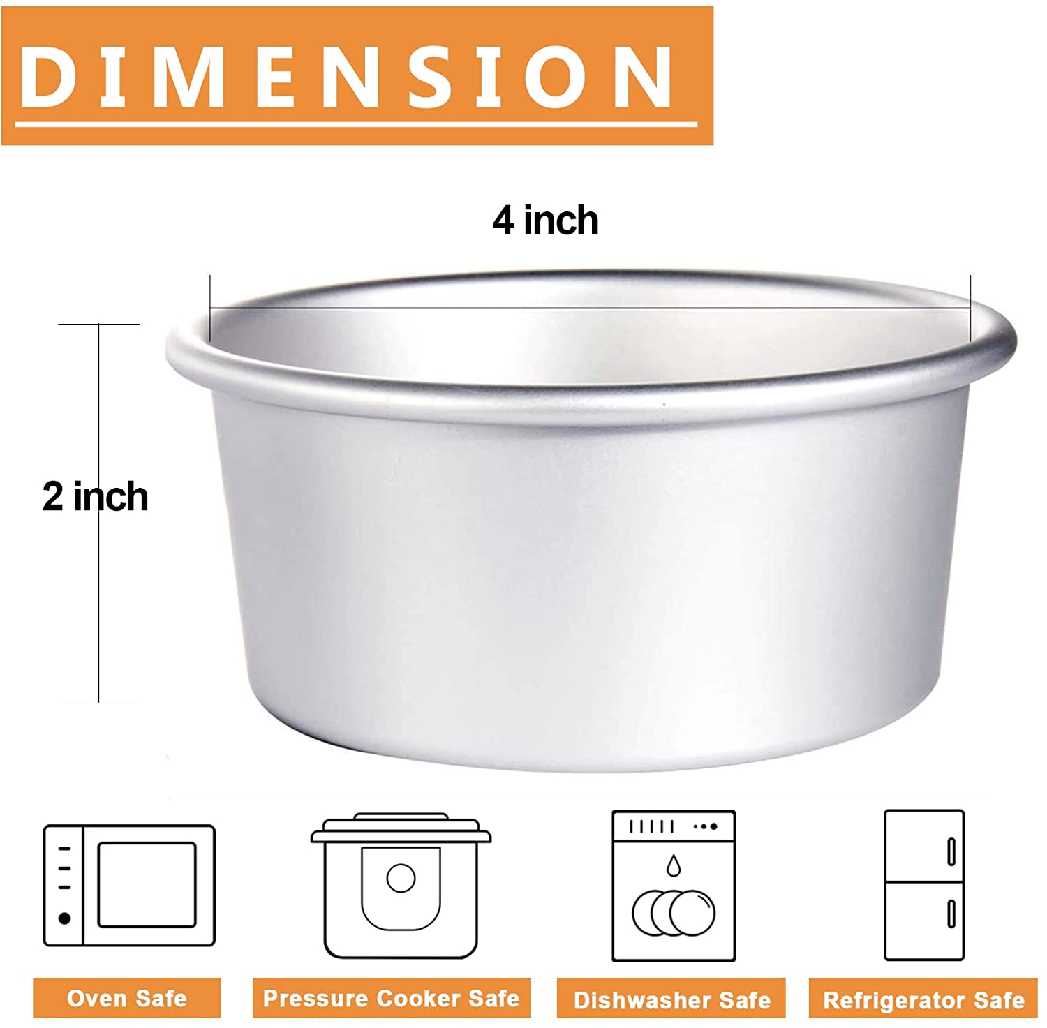 Cake Pan 4 inch, Set of 6, Aluminum Mini Cake Pans, NonStick