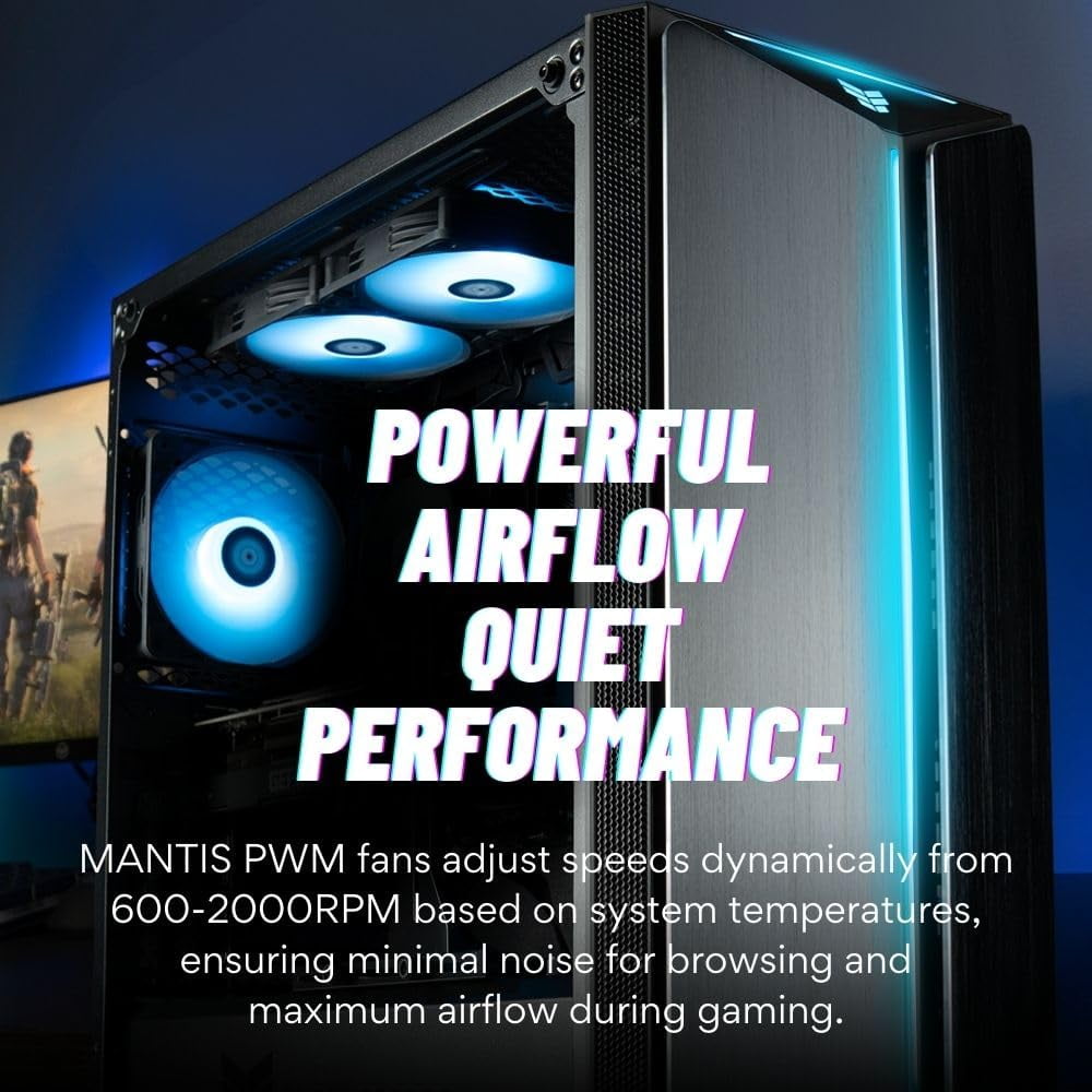 Mantis V2 - RTX 5090, Ryzen 9 9950X3D, 96GB DDR5 RAM, 4TB NVMe Gen4 SSD, Windows 11 Pro, 3 Year Warranty, HDMI+DP, WaterCooled, RGB Keyboard+Mouse, WiFi 6E+BT, Prebuilt Gaming Desktop PC for Gamers