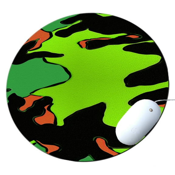 KuzmarK Round Mousepad / Hot Pad / Trivet - Camoflauge Green Pop