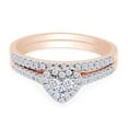 thumbnail image 3 of AFFY Princess & Round Cut White Natural Diamond Heart Bridal Ring Set In 10k Rose Gold (0.4 cttw) Ring Size-13, 3 of 7