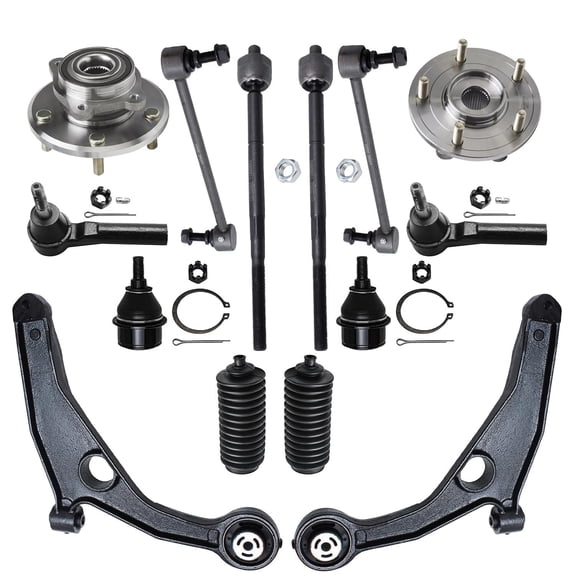 Detroit Axle - 14pc Front End Suspension Kit for 09-20 Dodge Journey, Wheel Bearing Hubs Lower Control Arms Sway Bars Tie Rods Lower Ball Joints 2010 2011 2012 2013 2014 2015 2016 2017 Replacement