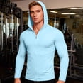 thumbnail image 2 of BiZtdJrK Men's Lightweight Full Zip Sun Hoodie Summer UPF 50+ Long Sleeve Quick Dry Golf Shirts Vacation Beach UV Protection Rash Guards Light Blue M, 2 of 10
