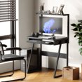 thumbnail image 6 of Zenira 2 Tiers Small Computer Desk for Small Space, Compact Laptop Table Workstation with Keyboard Tray, Study PC Table for Home Office, Black, 6 of 12