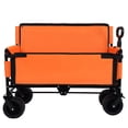 thumbnail image 5 of 3-in-1 Convertible Folding Wagon Cart with Bench Seat & Storage, 500lbs Heavy-Duty Utility Wagon, 180L Capacity All-Terrain Wheels for Camping, Beach, Sports, Garden, Orange, 5 of 14
