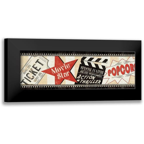 Pela Studio 14x7 Black Modern Framed Museum Art Print Titled - Movie Night