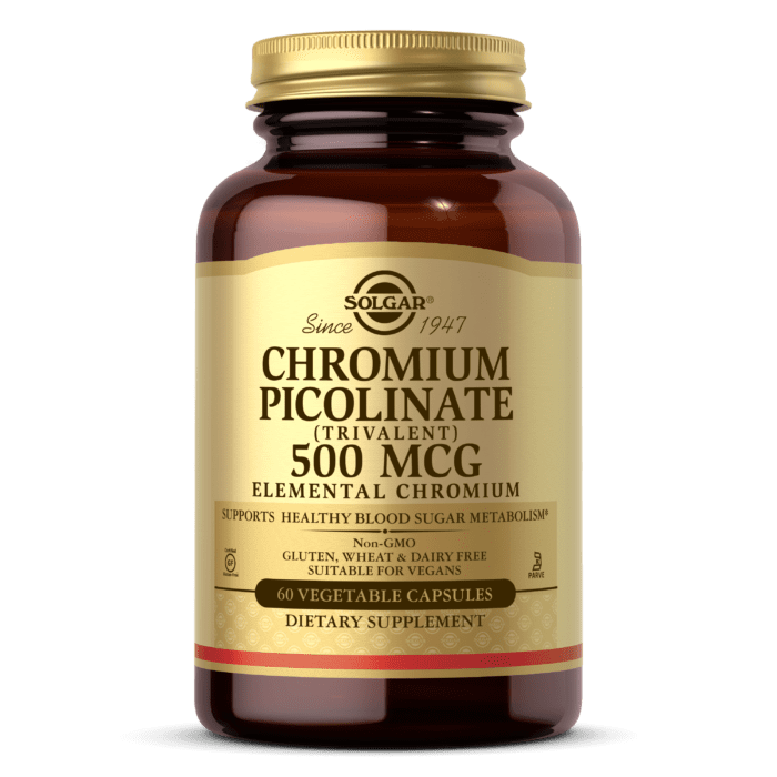 Solgar Chromium Picolinate 500 mcg - 120 Vegetable Capsules