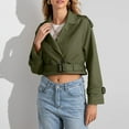thumbnail image 4 of Womens Jackets Fall Lapel Cropped Jacket With Belt Solid Slim Double Breasted Short Trench 2025 Trendy Outfits, 4 of 5