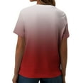 thumbnail image 5 of TKLPEHG Womens Short Sleeve Shirts V-Neck Button Plus Size Tshirt Casual Lightweight Comfy Gradient Color Print Fashion Loose Short Sleeve T Shirt Summer Clothes Blouses (Red,XL), 5 of 5