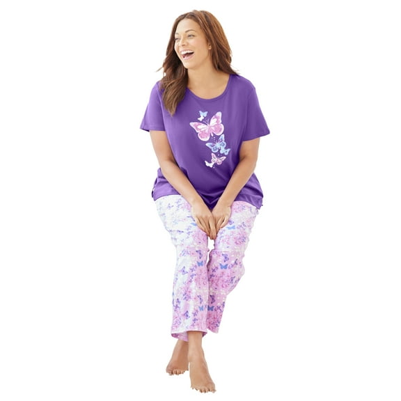 Dreams & Co. Plus Size Graphic Tee PJ Set