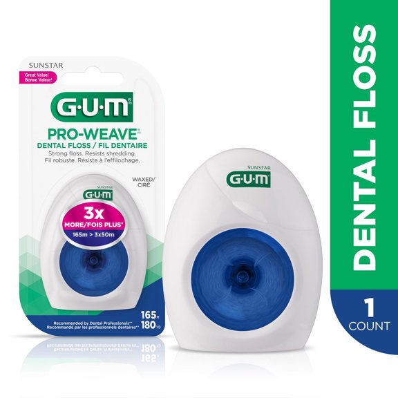GUM® Pro-Weave® Waxed Dental String Floss, Unflavored, 165M