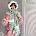 thumbnail image 4 of ASFGIMUJ Plush Three Warm One Creative Five Gloves Thickened Girls' Scarf Hat In Finger Wool Outdoor Scarf Green One Size, 4 of 8