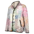 thumbnail image 5 of Wutalume Women's Floral Print Stand Up Collar Pleated Cotton Long Sleeved Button Cotton Jacket, Elegant Pattern, Comfortable Fit, Ideal for Spring and Fall Fashion,Pink M, 5 of 5