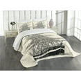 thumbnail image 3 of Ambesonne Pirate Ship Quilted Bedspread Set 3 Pcs, Sail Boat Vintage, King Size, Cream Black, 3 of 5