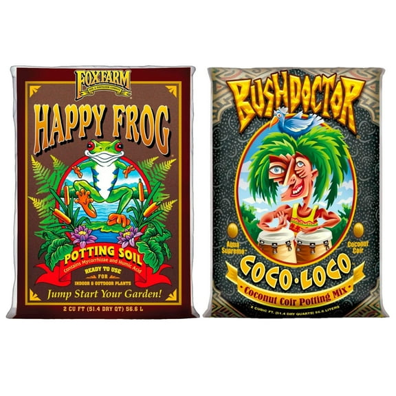 FoxFarm Happy Frog Potting Soil, 2cu ft, and Bush Doctor Coco Loco Potting Soil, 2cu ft (Pack of 2)