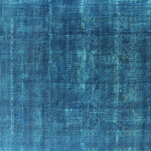 Ahgly Company Indoor Square Oriental Turquoise Blue Industrial Area Rugs, 6' Square