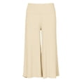 thumbnail image 7 of Oiangi Foldover Yoga Capri Pants for Women High Waist Stretch Flowy Palazzo Capris Solid Color Soft Lounge Pant Beige S, 7 of 7