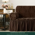 thumbnail image 6 of CHUN YI Stretch 1-Piece Jacquard Damask Sofa Slipcover with Skirt (Armchair, Chocolate), 6 of 6