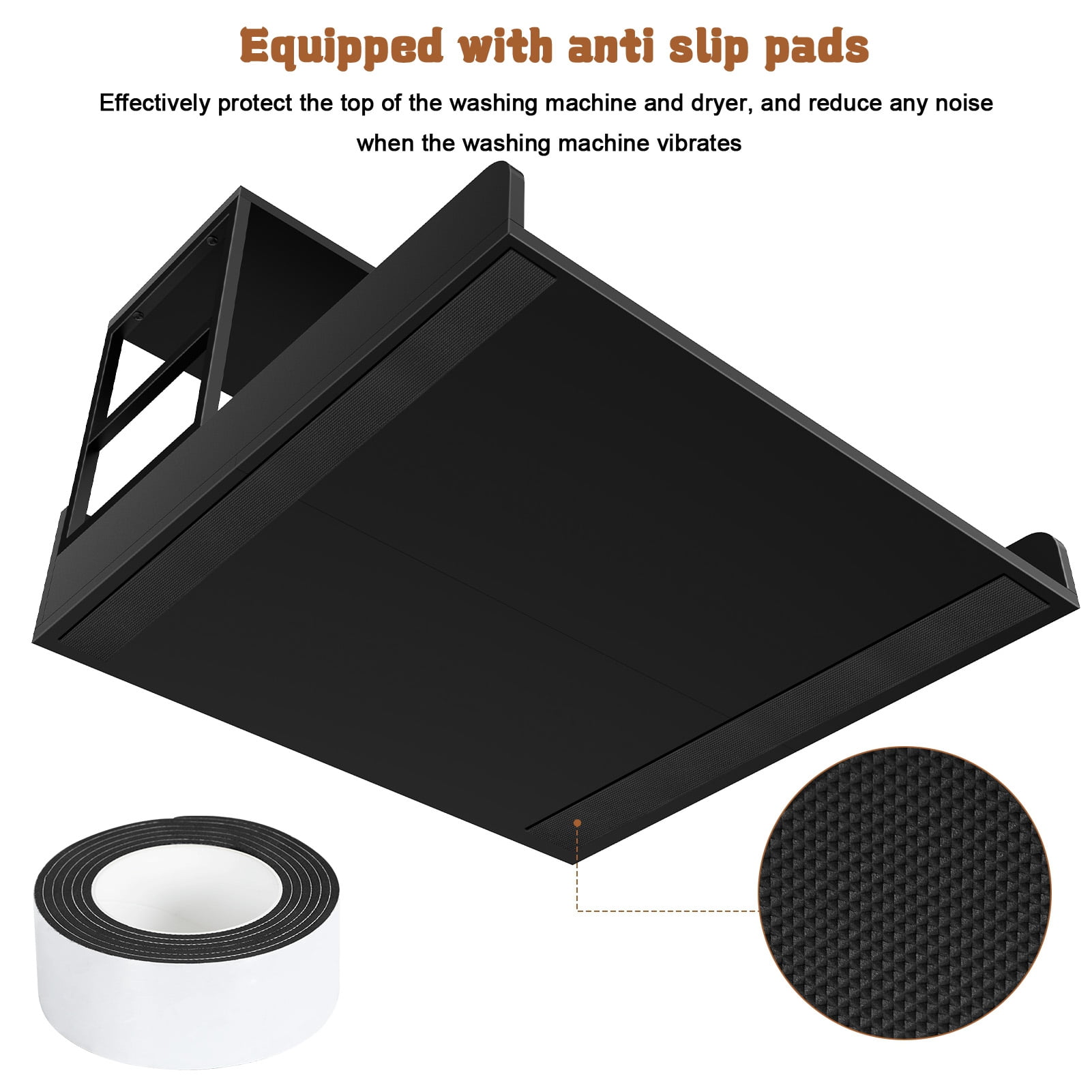 SHUO Y - 27.5" Washer Dryer Countertop with Shelf, 2-Tier Laundry Countertop, Washer Dryer Topper, Laundry Room Storage Organizer (with 3.0M Silicone Strip), Black