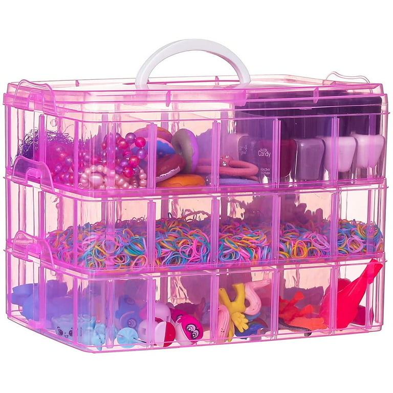 Stackable Plastic Storage Box With Handle,large 3 Layer 30 Adjustable  Compartment Container For Organizing Lol Doll,tool, Rainbow Loom, Bead,  Kids Toy