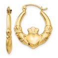 thumbnail image 1 of 14K Yellow Gold Polished Claddagh Hoop Earrings, 1 of 4