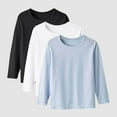 thumbnail image 2 of Ulanda 3 Pack Girls Long Sleeve Shirts Soft Cotton Crewneck Plain Tops Tees Clothes for Kids Tween (Grey, 11-12 Years), 2 of 4