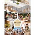 thumbnail image 5 of Gray Beige Stripe Table Cloth, Modern Art Horizontal Striped Waterproof Tablecloth for Rectangle Tables, Reusable Washable Fabric Table Cover for Restaurant Kitchen Dining Tables 60"x120", 5 of 6