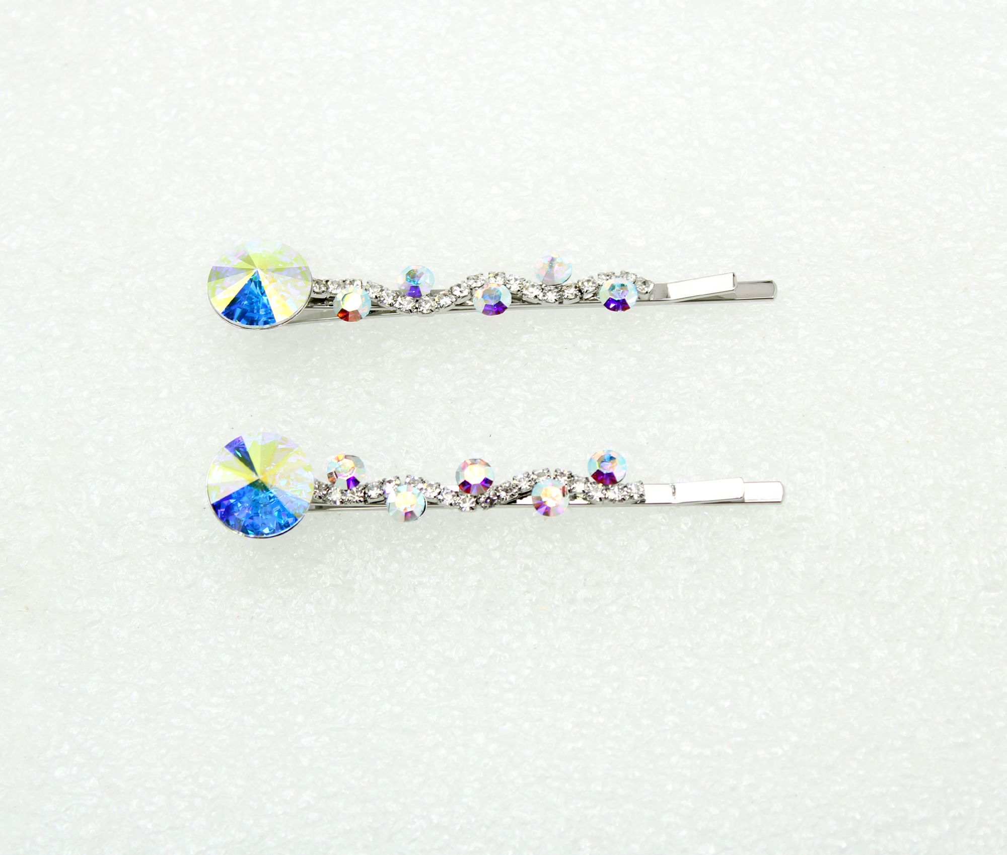 Faship  A Pair Of AB Premium Rhinestone Crystal Floral Hair Clips 2 Pcs Pins